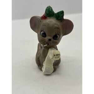 Vintage Josef Original Christmas Mouse with Christmas list